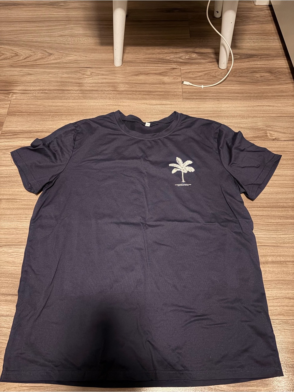 Navy Blue Palm-Print T-Shirt